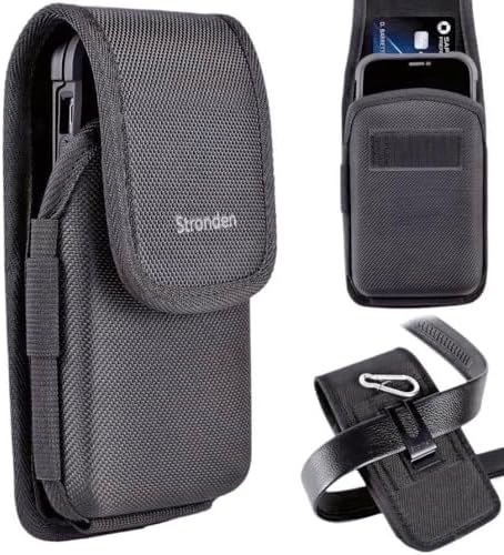 Stronden Holster for iPhone 13, 13 Pro, 12, 12 Pro, 11, XR - Military Grade Nylon Vertical Belt Holster Rugged Pouch w/Built in ID Card Holder (Fits Otterbox Commuter Case on)