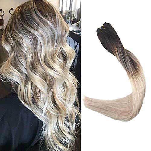 Full Shine 20 Inch Hair Extensions Color 1B Fading to 18 and 60 Brazlian Bundles Remy Human Hair Straight Hair Wefts Human Hair Sew in Extensions 100gram Per Package
