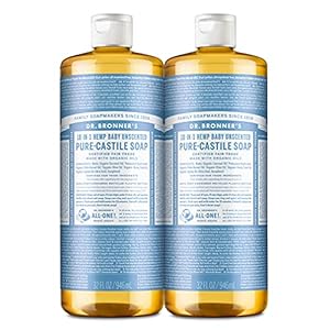 Dr. Bronner’s – Pure-Castile Liquid Soap (Baby Unscented, 32 Fl Oz (Pack of 2)