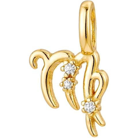 CAITLYNMINIMALIST 18K Gold Plated Mini CZ Diamond Zodiac Charm for Necklace & Bracelet Birthday Gift for Her