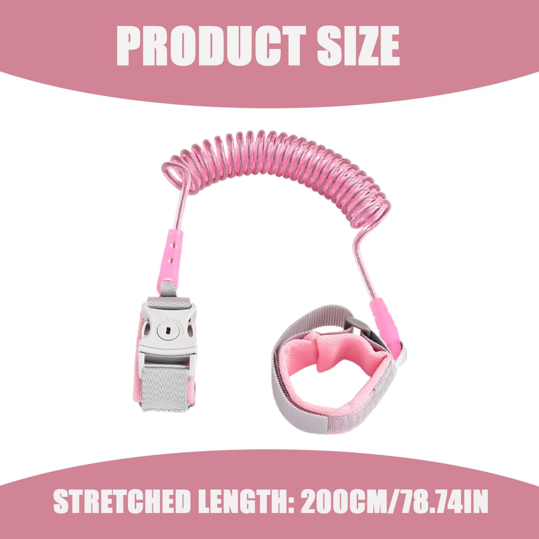 Harnais de sécurité Bracelet de sécurité enfant, laisse de sécurité enfant, bracelet de sécurité de 2 mètres, bracelet réglable pivotant à 360°, corde de marche
