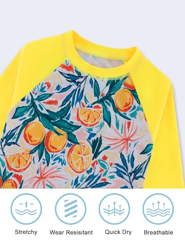 Image of Girls Swimsuit Long Sleeve Swim Shirt 3 Piece Rash Guard for Girls Bathing Suit with Boyshorts