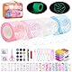 SelfTek Nano Tape Bubbles Set für Kinder - DIY Bastelset Kinder 3+ Jahre Kit mit Pump Pailletten Glitzerpulver Aufklebern Ton Schere Werkzeugen, DIY Nanotape Kreatives für Mädchen Jungen (Leuchtendes)