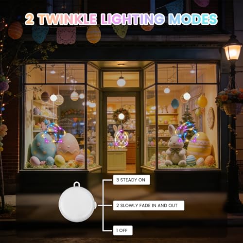 Décorations de fenêtre de Pâques à piles BHCLIGHT avec ventouse