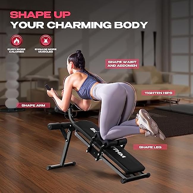 BODY RHYTHM Ab Workout Machine with LCD Monitor for Home Gym,Foldable Sit-Up Bench, Full Body Exercise Equipment for Leg,Thighs,Buttocks,Rodeo,Sit-up Exercise.