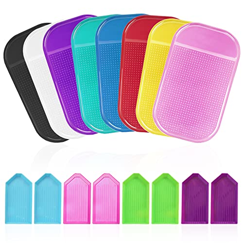 SENHAI Lot de 8 tapis adhésifs antidérapants pour peinture diamant, avec 8 plateaux de diamant, coussinet en gel universel antidérapant pour fixer les plateaux de peinture diamant 5D