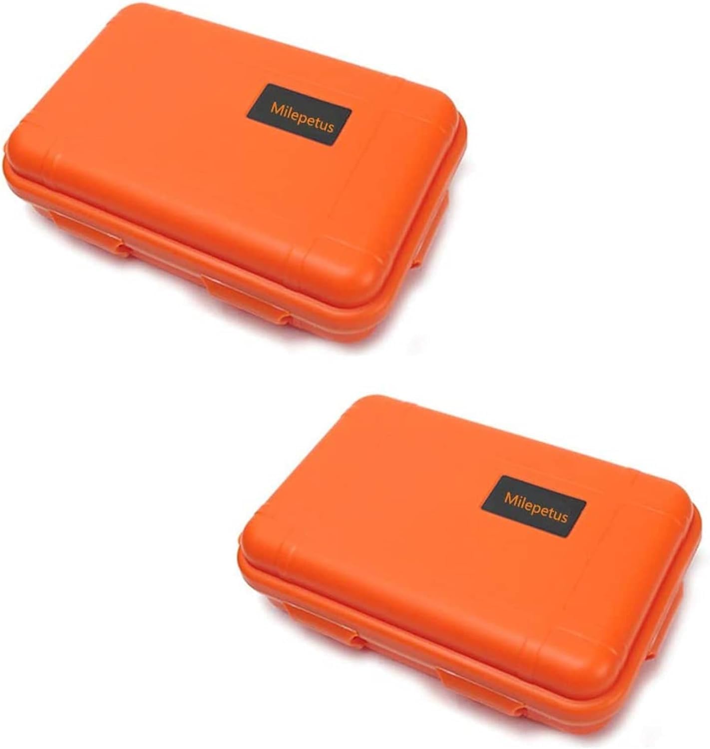 Milepetus 2pcs Large Outdoor Shockproof Waterproof Boxes Survival Airtight Case Plastic Survival Box Container Storage Case (Orange, Small)