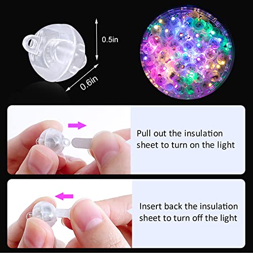 Image of ZGWJ 100PCs Colorful Balloon Lights Mini, Battery Powered, Long Standby Time Waterproof Tiny Led Round Flash Light for Paper Lantern Balloon Party Easter Eggs Wedding Christmas Halloween Decorations