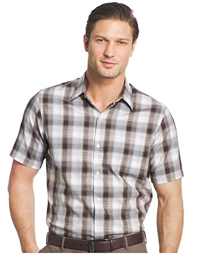 Chemise à manches courtes pour homme Van Heusen en coton kaki de taille S
