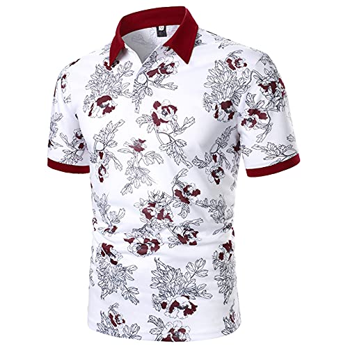 Polo Shirts for Men,Casual Outdoor Blouse Stylish Button Down Lapel Neck Slim Patchwork Golf Polo T Shirt Tops