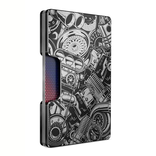 Image of Engraved Aluminum Wallet for Men - Slim Money Clip & Card Holder with Engraved Finish. Enhanced RFID Blocking, Compact, Unique & Minimalist Wallets