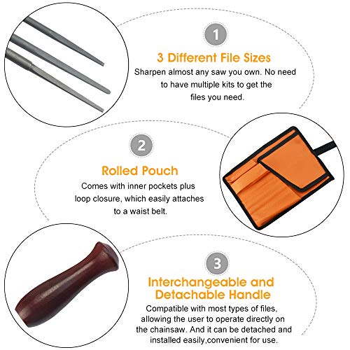 WANTOUTH Sägekettenfeilenset 4.0/4.8/5.5mm Rundfeilen für Kettensäge Schärfset Sägeketten Feilen Set Enthält Rundfeile… – Bild 5