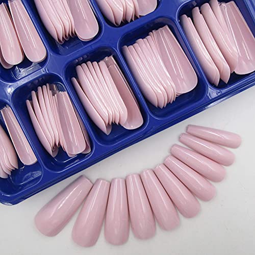 120pc Coffin Press on Nails Long Fake Nails Khaki Glue on Nails Press ons