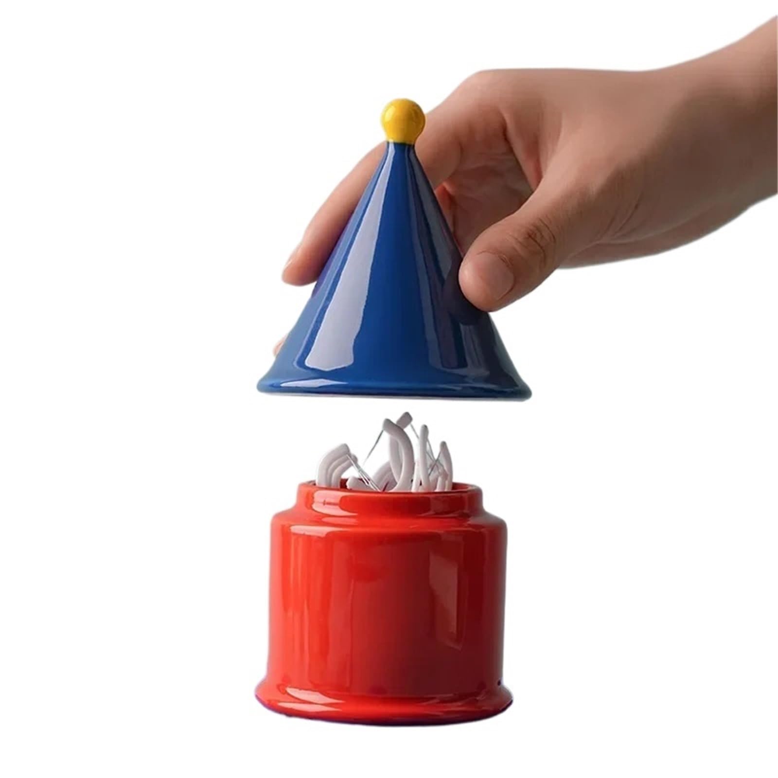 NFEKLFI toothpick holder Toothpick Box Creative Ceramic Holder Home Decoration Small Ornaments Household Supplies for home(Red)