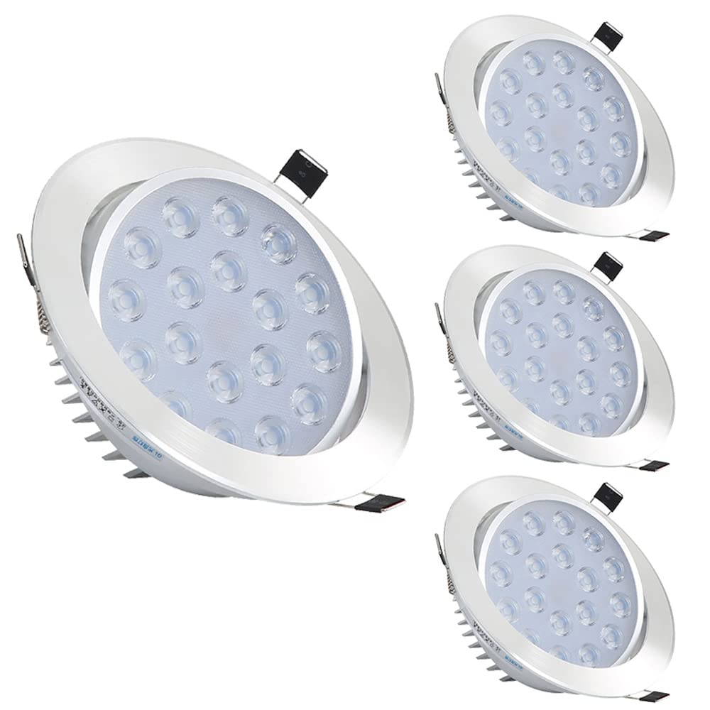 GTHTUHFD Chrome Downlights 1/4/8 Pack Multiple Gimbal Spotlights Wall Recessed Led Lights 3W-18W Led Eyeball Gimbal Downlight Flush Mount Ceiling Light 2In-5In,4 Pack-3W