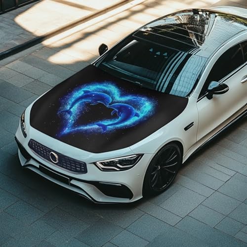 Image of Dolphin Car Hood Flag Cover - 59x39 in Car Hood Cover for Car Decor,Waterproof Car Cover Protector for Auto Car Truck Van SUV
