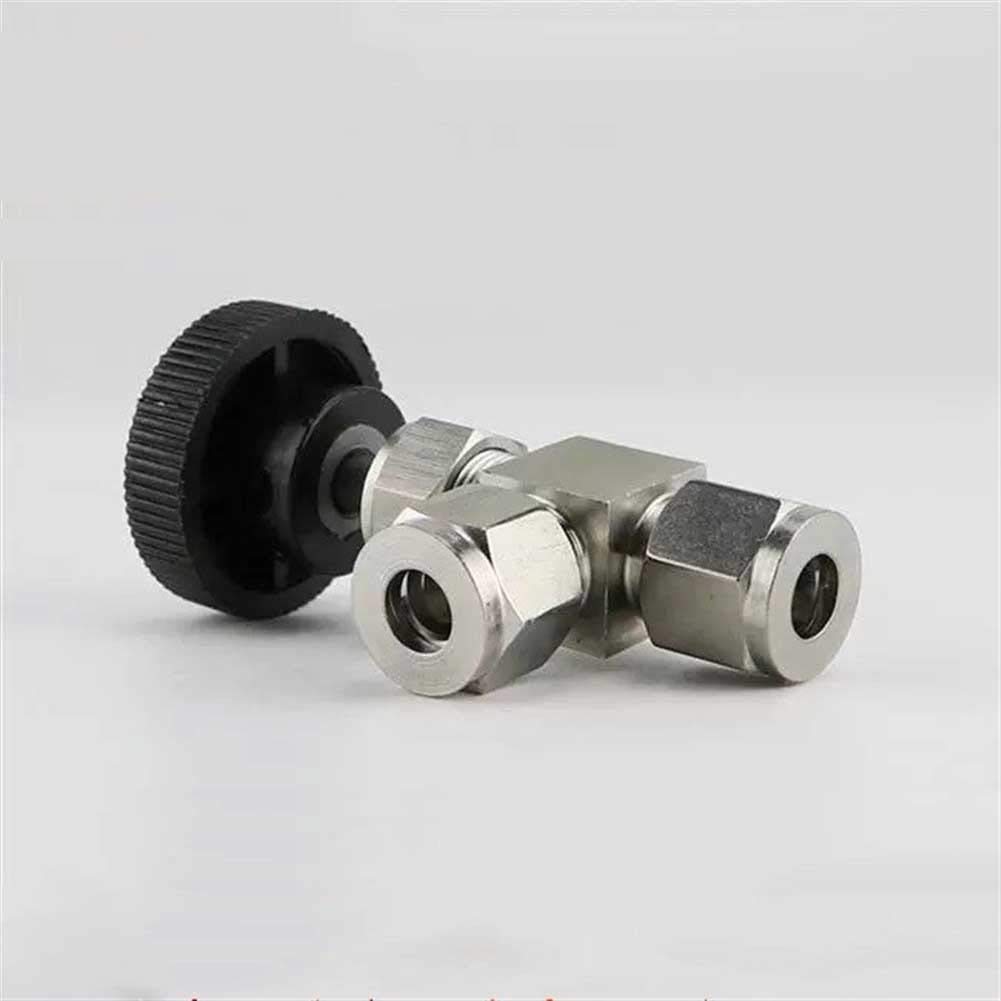 Valvola A Spillo Ad Angolo Retto Regolabile - In Acciaio Inox 304, Per Alte Pressioni, Misura 6mm - Foto 6