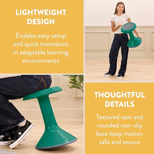 Image of Back2School Express Wobble Sensory Stool for Classroom - 18 inch Active Flexible Seating Chair for Kids, 220lb Capacity, GREENGUARD Gold Certified, Green