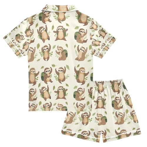 senya Koala Field Pack Satin Summer Pajama Sets Silk Short Sleeve Button Down Sleepwear2