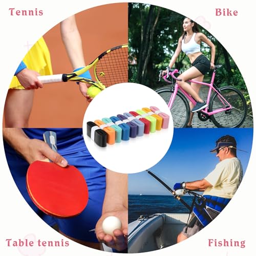 Exclaith 100 Pieces Tennis Racket Grip Tape Precut Tennis Badminton Racket Overgrips for Badminton Squash Rackets, 10 Colors - Thumbnail 7