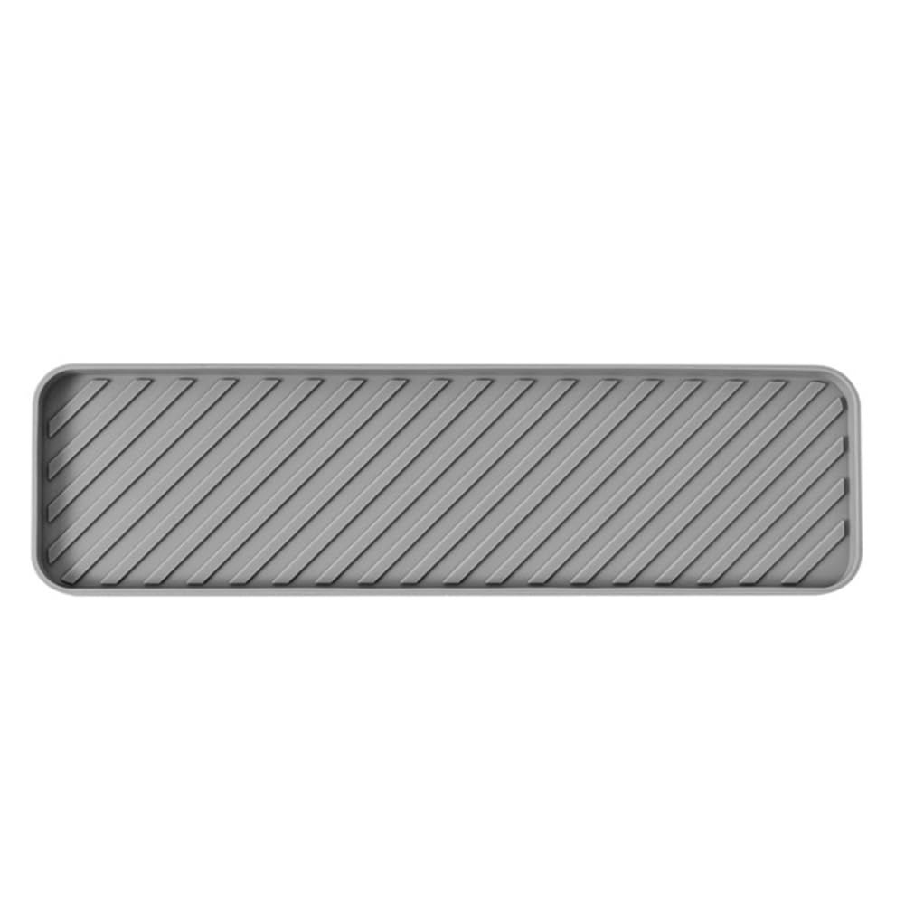CTRLZS Tray Placemat Seasoning Bottle Rack Insulated Teacup Storage Mat Kitchen Soap Tray Silicone Sink Tray Gray