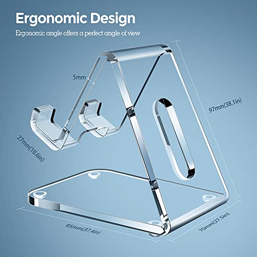 Creadream Acrylic Cell Phone Stand, 5Mm Thicker Clear Cell Phone Holder, Transparent Phone Stand For Desk, Desktop, Desk Accessories, Suitable For Iphone 14 13 Pro Max, All Smartphone 4-8Inch #TOP3