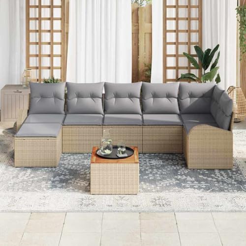 Genérico Conjunto de sofás de jardín 8 pcs Beige ratán sintético,Mobiliario,Muebles de jardín,Conjuntos de jardín-3347609