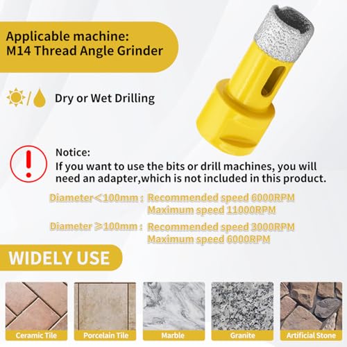 Teronbeta Foret à Diamant 22mm, M14 Brasé Sous Vide Trépan à Scie Cloche Diamant Pour Carrelage Porcelaine Céramique Marbre Granit Pierre Quartz – vue 4