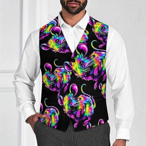 Tie-dyed Rat Men's Suit Vests Dress Vest V-Neck Waistcoat Slim Business Formal with Pocket2