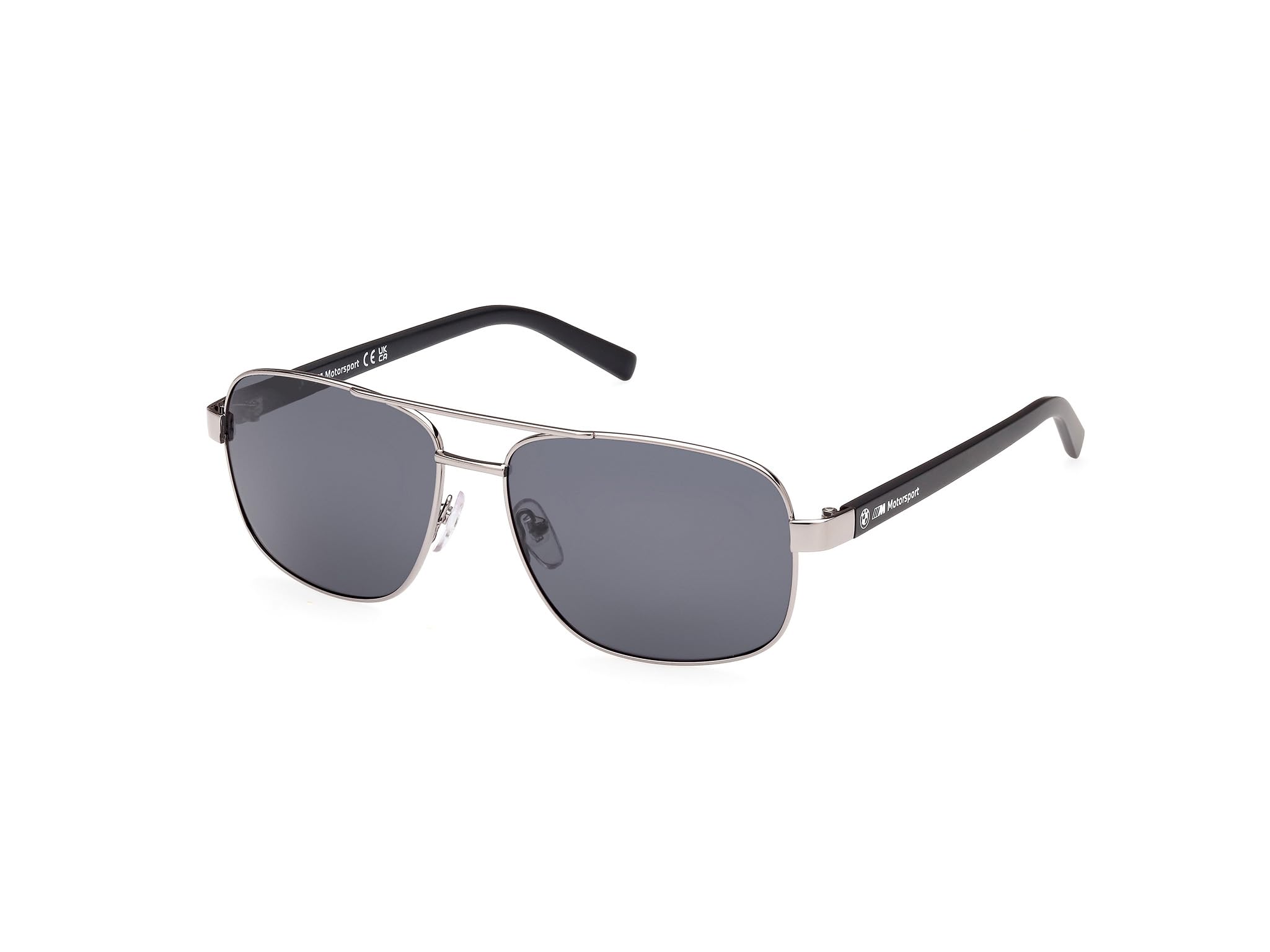 BMW MOTORSPORT Herren BMW M Motorsport BS0039, leichte, lässige Metall-Sonnenbrille, rechteckige Linsenform, polarisierte grüne Gläser, Mattes Palladium