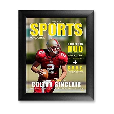 TRENDYPRINT – Sports Magazine Cover – Personalize with Name and Photo - One Framed Print – Classic Black MDF 11" x 13 Frame – Great for Gifting or Collecting Cover
