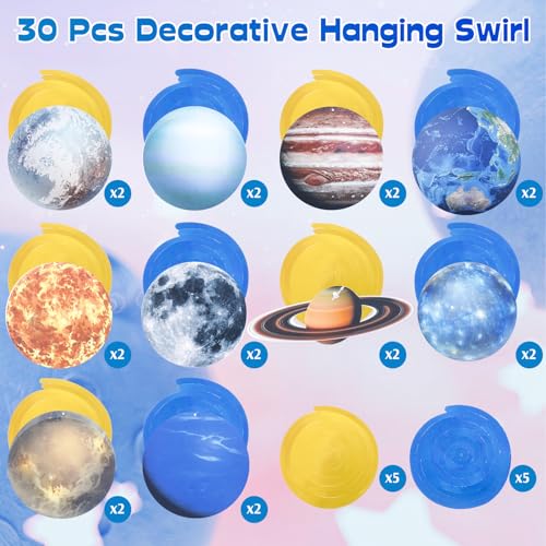 Image of VIHOSE 39 Pcs Space Planet Paper Lanterns Classroom Decorations 12 Inch Solar System Outer Space Party and Hanging Swirl for School Science Classroom Decor Room Astronaut Galaxy Earth Birthday