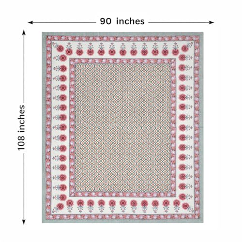 Image of ElanorHomes 240 TC Cotton Double King Size Bedsheet | Ultra-Soft & Skin-Safe | Breathable Summer Comfort | 93x108 inches with 2 Pillow Covers (Amber Motif)