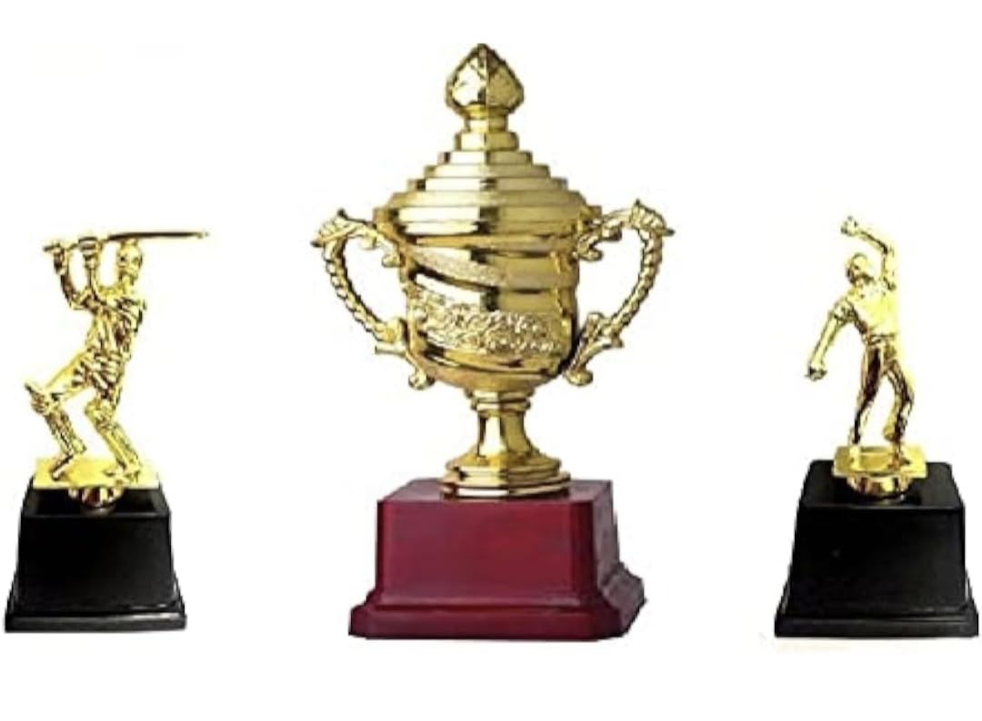 Cricket Trophy and Award Set for Cricket Lovers Golden Cup with Best batsmans and Bowlers by TMW-picture-12
