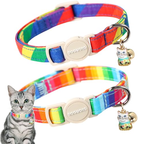 DOGWONG 2 Pack Breakaway Cat Collars with Bell