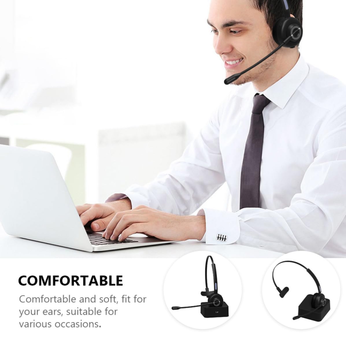 Cuffie Wireless 5.0 Stereo per Ufficio e Musica, Nere | Design Head-mounted, Connessione senza Ostacoli, Set da 1 Pezzo, Struttura Abs Pu Spugna