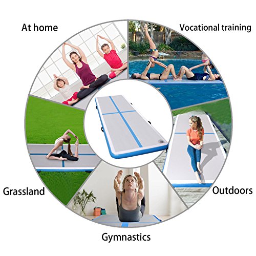 86 York 10ft 13ft 16ft 20ft Inflatable Gymnastics Air Track Tumbling Mat with Pump for Gym/Home/Yoga/Training/Kids/Sport/Taekwondo/Game (20ftx3.3ftx8(6X1X0.2m), LightBlue)