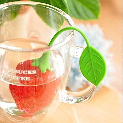 Bolsa de silicone Kicode reutilizável com design de morango para infusor de chá de silicone, suporte