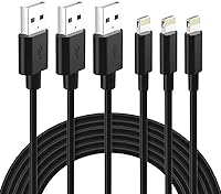 Vista 8 de Cable Lightning con certificación MFi, cargador de iPhone, paquete de 3 cables de carga Lightning a USB A de 6 pies, compatible con iPhone 14, 13