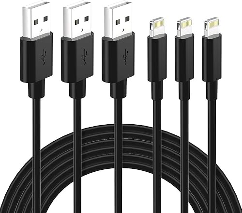 Nikolable Cable Lightning certificado por Apple, 3 unidades de 6 pies de iluminación trenzada a USB A, cable de carga compatible con iPhone 13, 12,