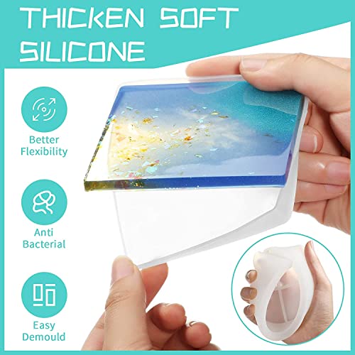 Image of Jubilant Coaster Resin Molds, 12 Pieces Coaster Silicone Molds with Storage Box Mold for Epoxy Resin DIY Cups Mats