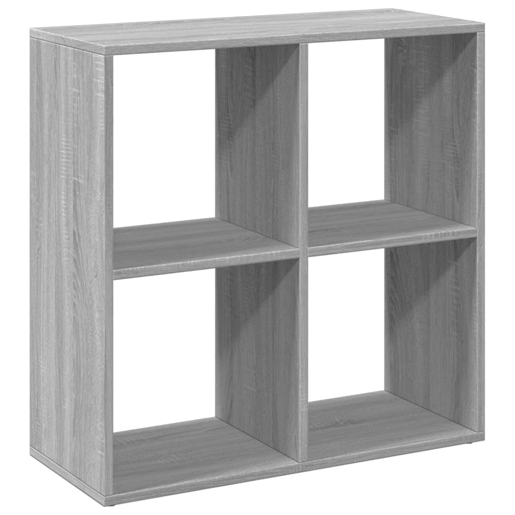 Raumteiler-Bucherregal Grau Sonoma 69,5x29x69,5 cm | 4 Facher, Holzwerkstoff, Feuchtes Tuch Reinigung, Vielseitig Einsetzbar