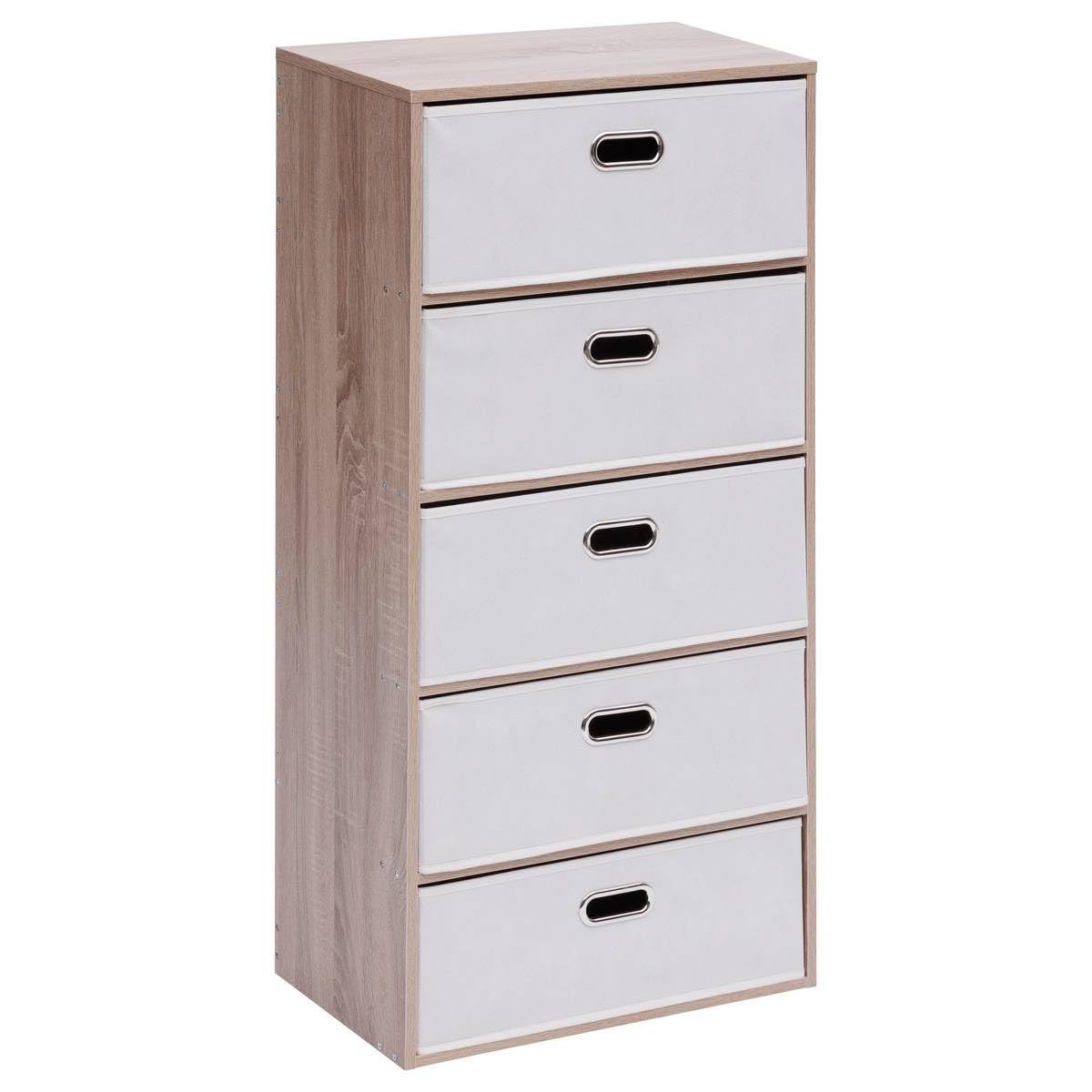5 five simply smart 5Five - Commode Dress UP Beige - 5 Tiroirs - 50x30x100cm - Meuble de Rangement Fonctionnel, Organisation Chambre, Mobilier Design et Pratique