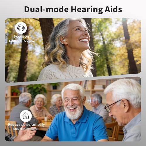 Image of Hearing Aids for Seniors with Noise Cancelling - FDA Registered Invisible Hearing amplifiers,3 Modes,60hrs Chargingcase,Lightweight Amplifier for Elderly Men and Women
