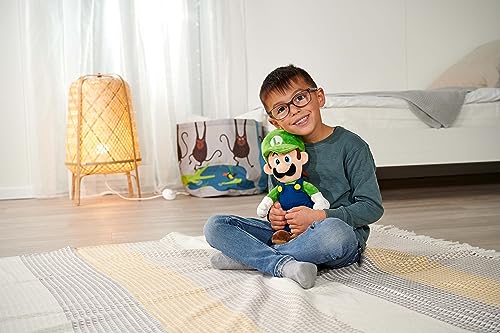 Simba Super Mario Luigi Plüschfigur – Weiches Kuscheltier, originalgetreues Design aus der Nintendo-Welt, für Kinder und Fans, grün-blau, Größe 30 cm, ab 0 Jahren