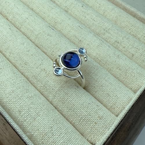 Rainbow Moonstone Labradorite Rings for Women Vintage Silver Rings Blue Gemstone Rings Boho Statement Ring Jewelry Wedding Promise Rings Size 6, 7, 8, 9, 103