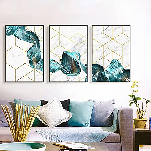 Peinture moderne vert et blanc bleu affiches turquoise salon