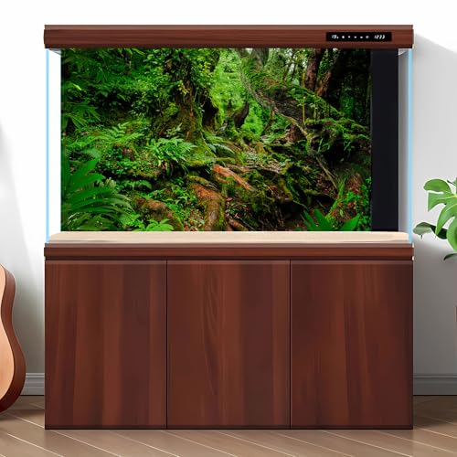 Image of Rainforest Reptile Tank Background Tropical Jungle Forest Fish Tank Background Giant Tree Roots Lush Ferns Moss Reptile Tank Backgrounds Jungle Trees Nature Reptile Enclosure Backgrounds 48x18in