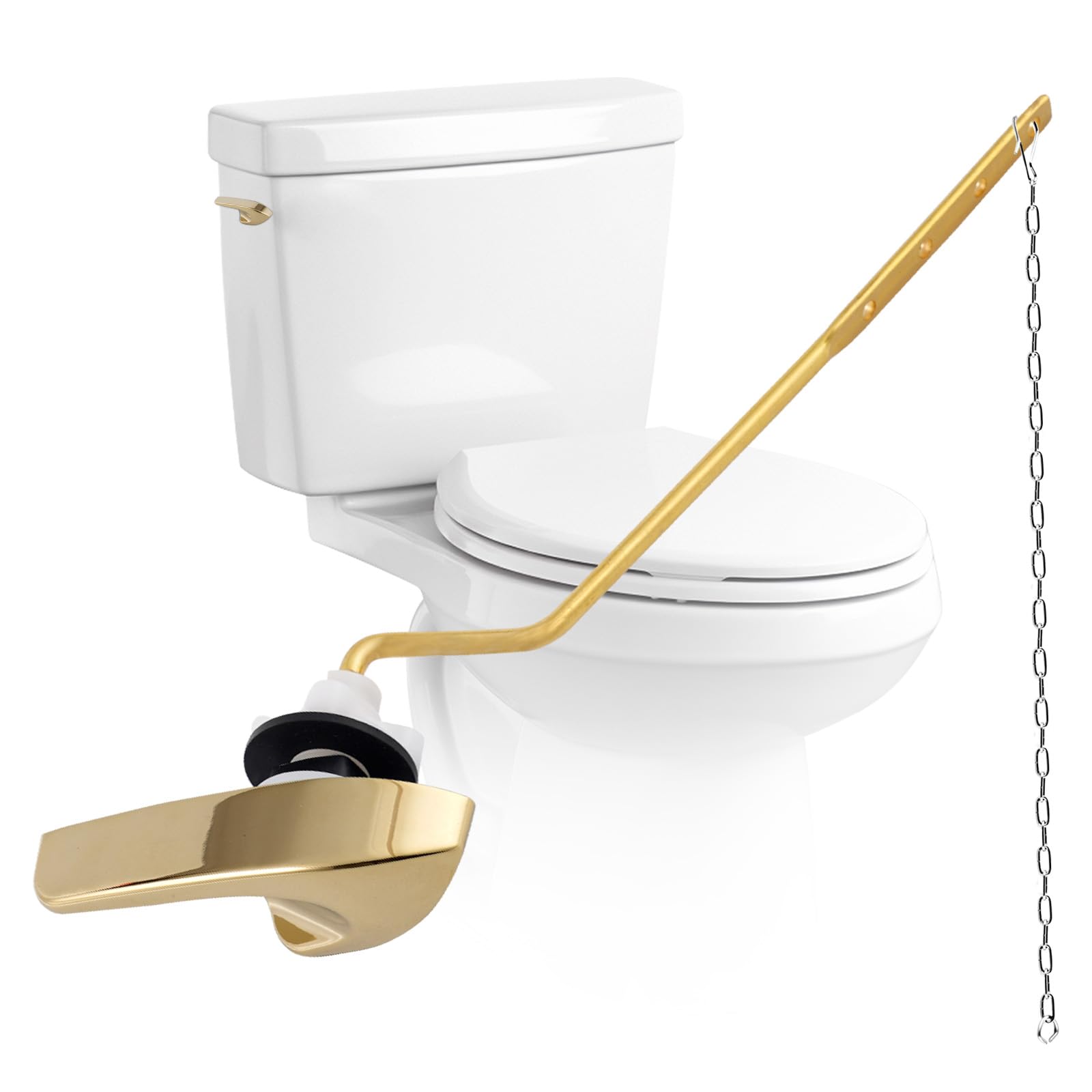 Universal Polished Gold Toilet Handle Replacement, Side/Angle