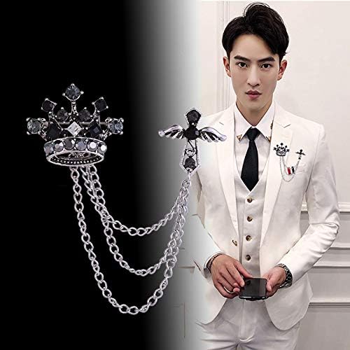 Men's brooch Vintage Elegant Unique Badge Coat Suit Wedding Gift Party Shirt Collar Accessories Brooch for Men (Crown+Cross) - Image 4